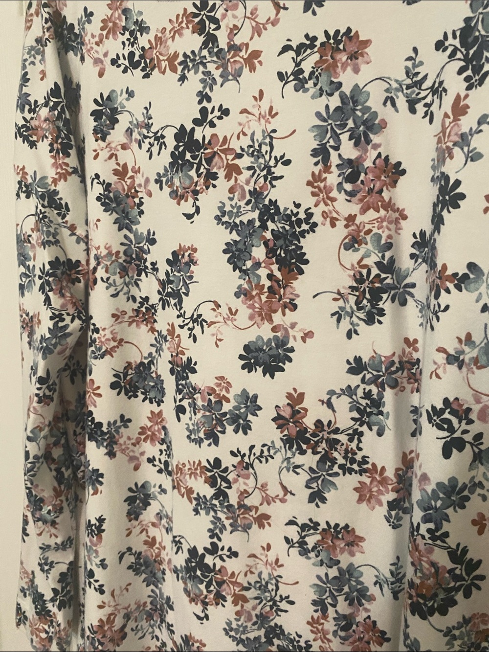 J.Jill Pure Jill medium long sleeve Supima Floral Stretch Tee Blue Rust top - Picture 10 of 10